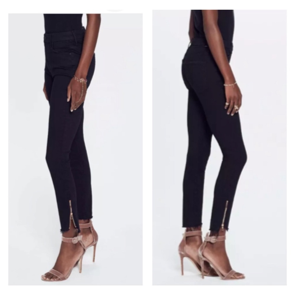 USA Mother The Stunner Double Zip Ankle Step FrayNot Guilty Jeans 29 x 27 Black